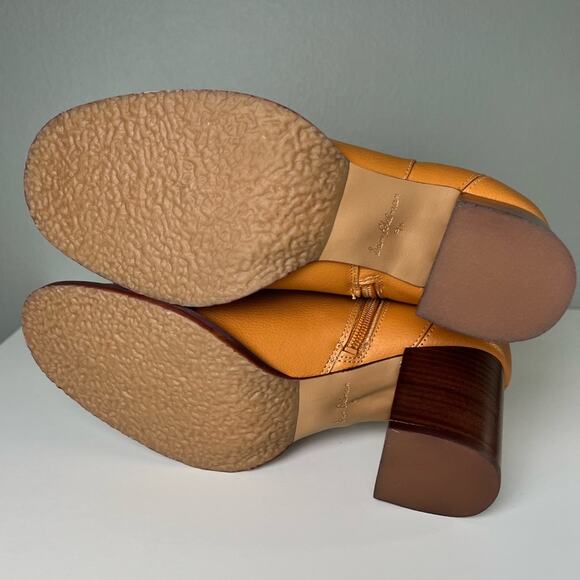 Sam Edelman Brown Almond Toe Elsy Zip Up Tall Block Heel Boot in Caramel 9.5 - Picture 11 of 13